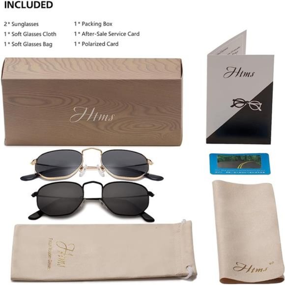 Hipster Hexagonal Polarized Sunglasses Men Women Geometric Square Small Vintage - Picture 4 of 6